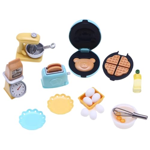 BEAHING Dollhouse Kitchen -Set, Puppenhaus -Küchenzubehör, 10pcs/Set Plastic Dollhouse Kitchen -Zubehör umfasst Waffelhersteller, Toaster, Maßstab, Mixer, 1 12 -Skala -Puppenhausmöbel, Stil 1 von BEAHING