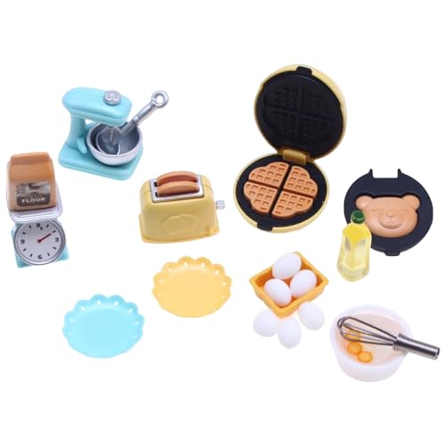 BEAHING Dollhouse Kitchen -Set, Puppenhaus -Küchenzubehör, 10pcs/Set Plastic Dollhouse Kitchen -Zubehör umfasst Waffelhersteller, Toaster, Maßstab, Mixer, 1 12 -Skala -Puppenhausmöbel, Stil 2 von BEAHING