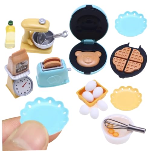 BEAHING Dollhouse Kitchen -Zubehör, Puppenhausküchenset, 10pcs/Set Plastic Dollhouse Kitchen Accessoires enthalten Waffelhersteller, Toaster, Maßstab, Mixer, 1 12 -Skala -Dollhouse -Möbel, Stil 1 von BEAHING