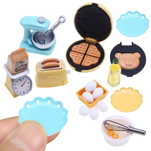 BEAHING Dollhouse Kitchen -Zubehör, Puppenhausküchenset, 10pcs/Set Plastic Dollhouse Kitchen Accessoires enthalten Waffelhersteller, Toaster, Maßstab, Mixer, 1 12 -Skala -Dollhouse -Möbel, Stil 2 von BEAHING