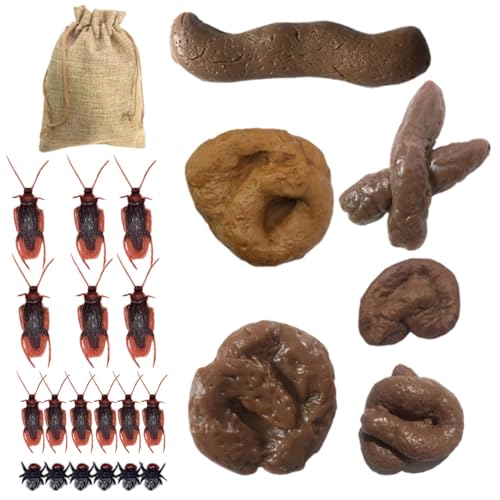 BEAHING Fake Poop, Fake Poo, Fake Poop mit falschem Kakerlake und falsche Fliegen 24PCs/Setzen von BEAHING