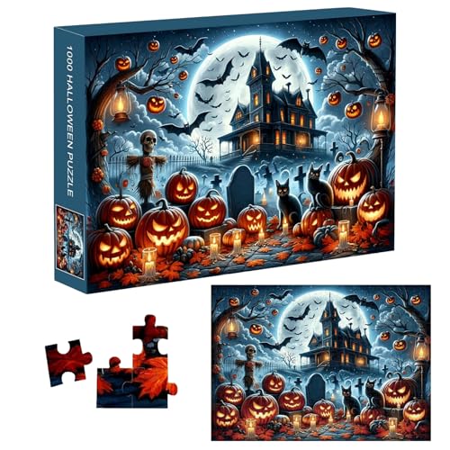 BEAHING Halloween Jigsaw Rätsel, 1000 Stück Halloween -Rätsel für Erwachsene Haunted House Puzzle Stücke Halloween Albtraum Puzzles für Kinder Erwachsene 28x20 von BEAHING