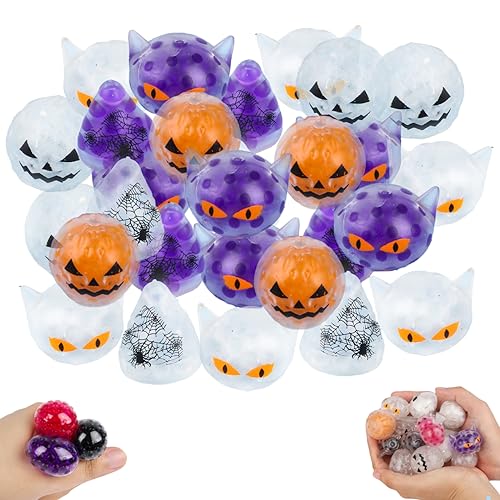 BEAHING Halloween Mini Stress Ball 36 Stück für Halloween -Party -Taschen Füllstoff für Girl Boy Mini Squeeze Bälle mit Wasserperlen, um Helfer für Halloween -Party zu belasten von BEAHING