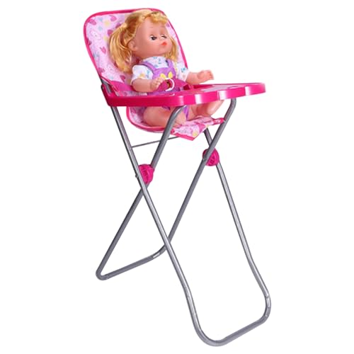 BEAHING High Baby Puppenstuhl mit Simulation Miniatur Tablett Puppe Einstellbarer Hochstuhl Klappstuhl Puppenmöbel für Baby Spielzeug für Spiele, keine bewegliche Puppe für Puppen von BEAHING