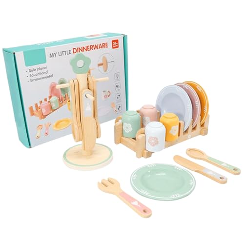 BEAHING Holzküchenspielzeug für Kinder, Holzküchenset, 1 Set realistische pädagogische Holzküchenset Interaktives Spiel Rollenspiele Holzspielküchenzubehör von BEAHING