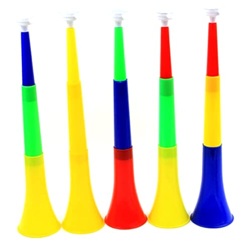 BEAHING Horn Rauschhersteller Verstellbares Plastikfußballstadion Jubel Fan Trompete zufällige Farbe 5pcs, Horn Rauschhersteller von BEAHING