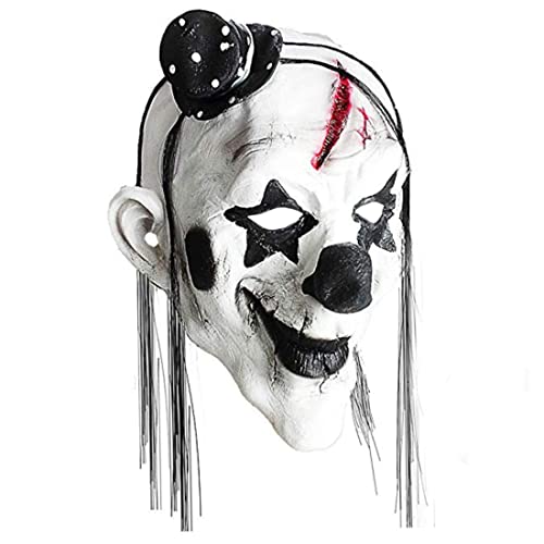 BEAHING Horror Clown Maske, Halloween Full Face Clown Maske Schwarz -Weiß -Clown -Cosplay -Maske Halloween Scary Clown Maske von BEAHING