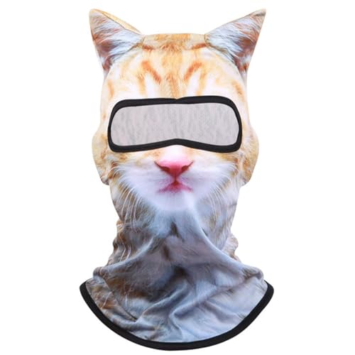 BEAHING Katzenski -Maske Dehnbare volle Gesichtskatze Gesichtsmaske mit 3D -niedlichen Tiermustern atmungsaktiv und bequem Ski Gesichtsmaske für Ski -Snowboarden Schneemobile Halloween Cat Face Maske von BEAHING