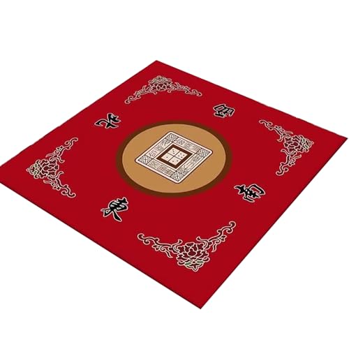 BEAHING Mahjong Mat 32x32 '' Anti Slip Mahjong Tischmatte Rausch Reduktion Mahjong Mat für Tisch weich ＆ Wear-resistente Mahjong-Spielmatte für Poker, Karte, Board & Fliesen-Spiele Red, Mahjong Matte von BEAHING