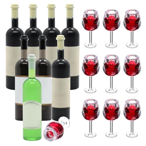 BEAHING Mini Weinflaschen 18pcs 1:12 Harz sicheres Mini Alkoholflaschen Dekoration Tragbare wasserdichte Getränkebecher Küchenzubehör für Puppenhausdekor, Mini Weinflaschen von BEAHING