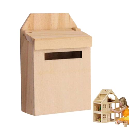 BEAHING Miniatur Mail Box Mini Holz Flip Mailbox Dollhouse Dekoration Modell Zubehör für Kinder Holz Farbe, Miniaturholz -Mailbox von BEAHING