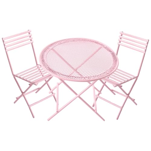 BEAHING Miniaturpuppenhauszubehör, Puppenhaustisch und Stühle 3PCS/Set Realistic Alloy Bistro Set, lustiges DIY -Zubehör Miniatur -Puppenhauszubehör für Dollhouse Decor von BEAHING