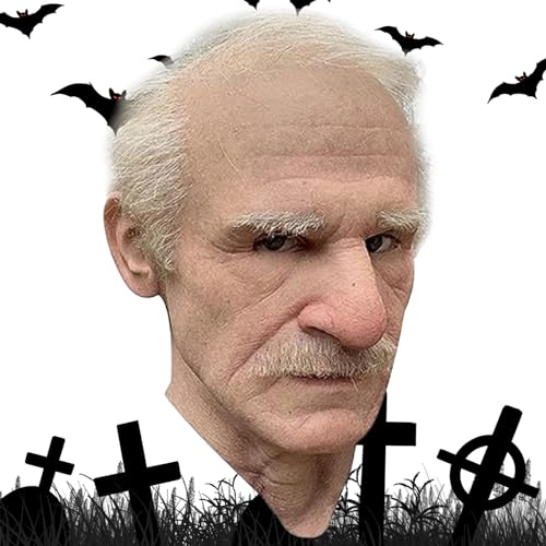 BEAHING Old Man Mask Realistic Halloween Falten weißen Haar von BEAHING