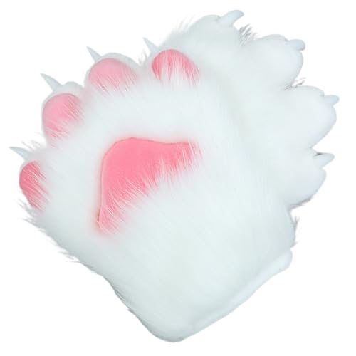 BEAHING Pelzige Katzenpfoten, Halloween Therian Paws weiche Katzenpfoten Handschuhe süße Katzenfuchs Wolfspaw Handschuhe Therian Handschuhe für Halloween Cosplay -Kostümzubehör, Style 1 von BEAHING