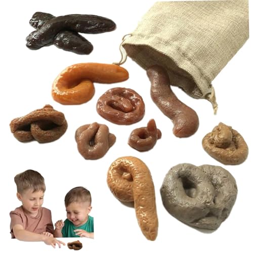 BEAHING Poop -Spielzeug, gefälschtes Poop -Set, 10pcs/Set verschiedener Form gefälschter Poop -Spielzeug, realistischer gefälschter Hundekot mit Kordelstrich für Streichtrack, Poop Toy von BEAHING