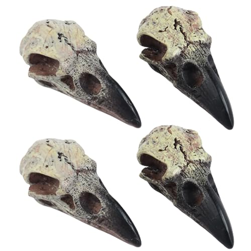 BEAHING Raven Figur, Raven Skull für Schmuck Halskette 4pcs Halloween Simulation Gothic Raven Figur beängstigend 2,36 Zoll Harz DIY Hanging Raven Skull von BEAHING