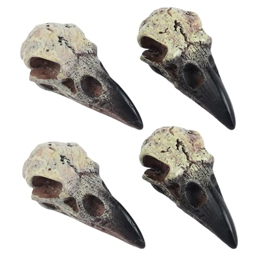 BEAHING Raven Figur, Ravenschädel für Schmuck Halskette 4pcs Halloween Simulation Gothic Raven Figur beängstigend 2,36 -Zoll von BEAHING