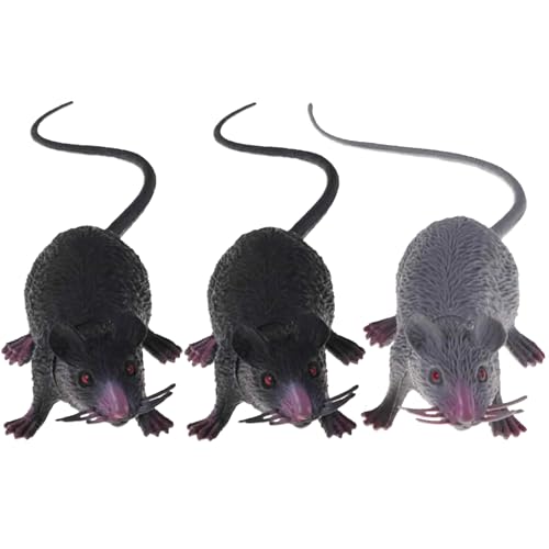 BEAHING Realistische Maus, gefälschte Maus, 3pcs plastische gefälschte Ratte, Simulation Realistische Maus, Wiederverwendbare gefälschte Mäuse für Party, Festival, Streiche Spielzeug, falsche Ratte von BEAHING