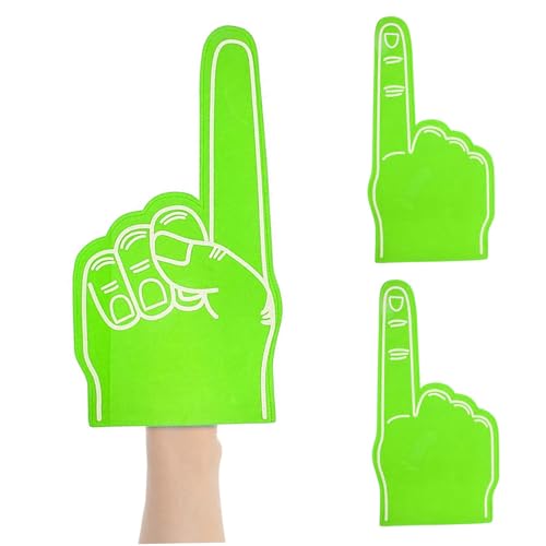 BEAHING Riesiger Schaumfinger 18 Zoll Schaum Hand Cheerleading Schaumfinger für Sport Cheer School Sport Games Party Lieferungen 3pcs Green Foam Finger von BEAHING