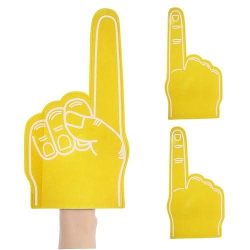 BEAHING Riesiger Schaumfinger 18 Zoll Schaum Hand Cheerleading Schaumfinger für Sport Jubel School Sport Games Party Lieferungen 3pcs gelber Schaumstofffinger von BEAHING