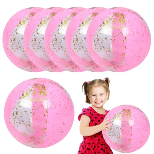 BEAHING Strandbälle 6pcs Glitter Beach Ball mit Inflator 24 '' aufblasbar von BEAHING