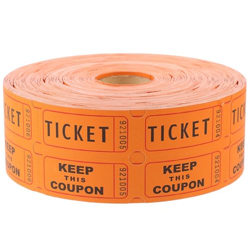 BEAHING Verlosung Tickets Roll, Gewinnspieltickets 1 Roll/2000pcs lebendige Papier -Verlosung Tickets Doppelroll mit klarem Druckhand -Tränenstammkarten für Veranstaltungen, Videospielzentrum, Gelb von BEAHING