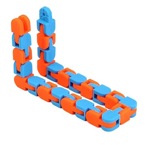 BEAHING Wacky Tracks Fidget Toys, Chain Link Fidget Sensory Toys, Wacky Tracks Sensorisches Spielzeug DIY 24 Links Stress Relief Chain Link Zappet Snake Toy Blue Orange von BEAHING