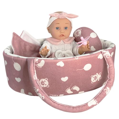 Babypuppen, Silikon -Babypuppe, 12 in realistischer Babypuppe mit Korb, Kissen, Quilt & Schnuller, weicher Ganzkörper Vinyl lebensee Babypuppe mit Stoff Neugeborenen Babypuppengeschenke für Kinder von BEAHING