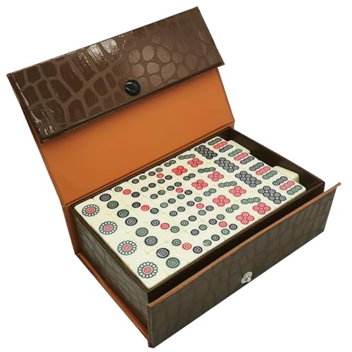 Chinesisches Mahjong -Set mit 144 Fliesen Mini Mahjong Set mit Brown -Tragetaste tragbarer und leichtgewichtiges Mahjong -Spiel für Reisen, Camping, Family Tatingings, Friends Party Mahjong Set von BEAHING