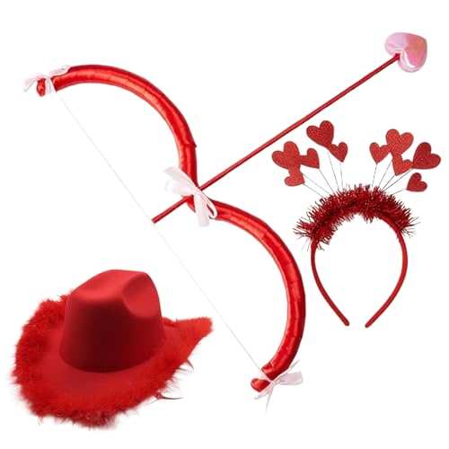 Cupid-Kostüm für Frauen, Cupid-Kostüm umfasst 15 Zoll Amor- und Pfeil, elastische Kopfbedeckung mit Herz und einen charmanten Hut für den Valentinstag, Rollenspielaktivitäten Cupid Bow und Pfeil von BEAHING