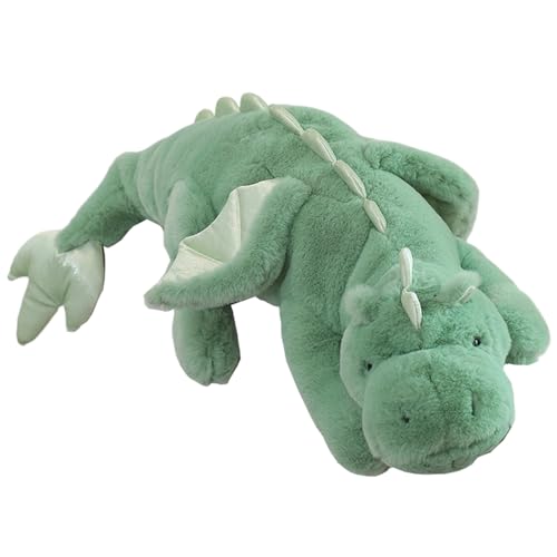 Dinosaurier gefülltes Tier 35 niedliche weiche kuschelige Dinosaurierplüsch mit Schwanz, Flügel & Flosse Baumwolle gefülltes Green Dragon Plüsch für die Schlafenszeit Begleiter, Heimdekorationen, Wei von BEAHING