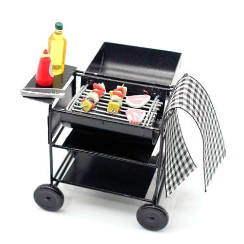 Dollhouse Ofen, Mini Grill Outdoor 1:12 Grill Herd Miniatur Küchenutensilien mit gefälschten Barbecue -Lebensmitteln, Simulation BBQ Grill Dollhouse Möbel für Dollhouse Dekoration, Miniaturküche Küch von BEAHING