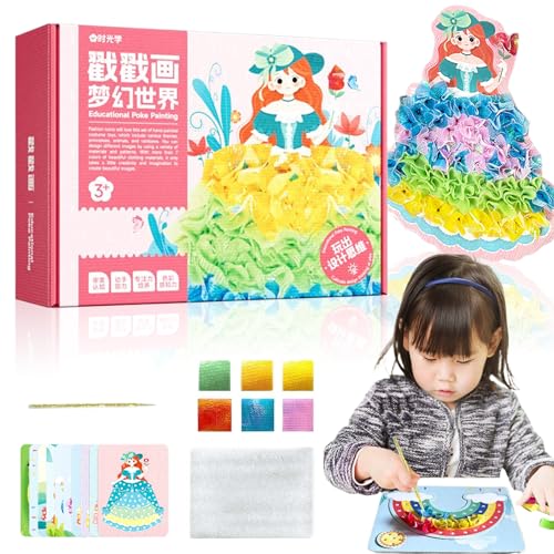 Fabric Art Frenzy für Kinder, stechen in der Kunst, in der Kunst mit 10 Prinzessin Aufkleber Platten Bildungshandwerk Kits Süßes Prinzessin -Handwerk für Kinder Geburtstag, Weihnachten, Thanksgiving von BEAHING