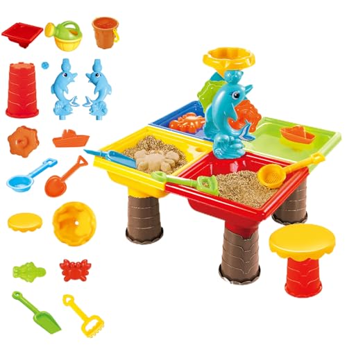 Kids Water Table, Kleinkind Wassertisch 1 Set farbenfrohen Sandtisch mit niedlichem Delphin-Abs-Sensory-Tisch Interaktive Eltern-Kind-Entwicklungswasser und Sandtisch für Strand, Sandtisch, Quadrat von BEAHING