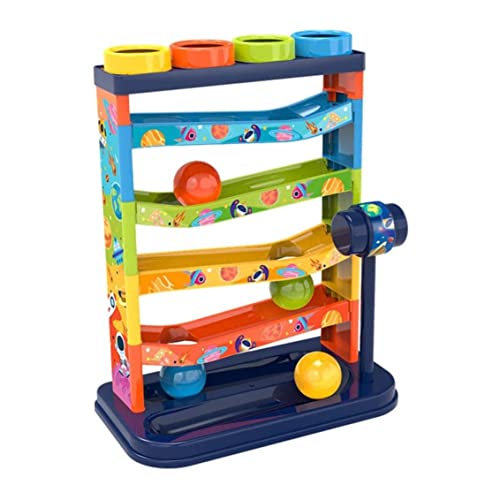 Pädagogische Ball -Drop -Spielzeug für Kinder, Ball Tower für Kleinkinder Rolling Ball Drop Toy für Babys 5 -Layer -Tower Run mit wirbelnden Rampen und 4 Bällen von BEAHING