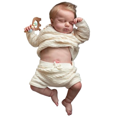 Real Life Babypuppen 19 -Zoll -Silikon -Babypuppen -Babypuppen Realistische Räste, schlafende Babypuppe, waschbarer Neugeborenen und Mädchen mit Kleidung - perfekt für Kinderspielzeug, Junge realisti von BEAHING