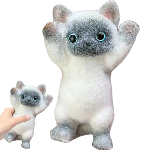 Squeeze Toys, Cat Fidget Toy 8 x 4 Zoll niedliche Katzen -Sensorikspielzeug realistischer 3D -Katzen -Stress -Relief -Spielzeug Soft Kawaii Kitties Zappel Squeeze Toy für Kinder Erwachsene, Zappel Sq von BEAHING