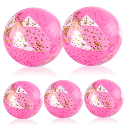 Strandball, aufblasbarer Strandball, 2pcs Giant Beach Ball und 3PCS Kleine aufblasbare Strandball 6.3 '' und 15 '' Dia..Glitter Beach Ball Confetti Sparkling Pool Bälle Spielzeug für Kinderpool Party von BEAHING