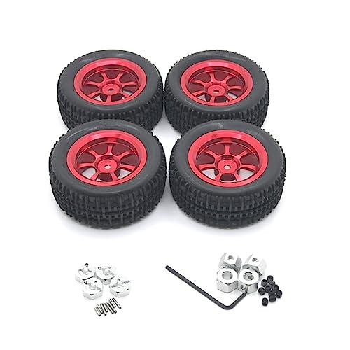 BEALIFE 4 Stück Felge RC Car Crawler Fahrzeug Upgrade Naben Modifikation Ersatzteil Zubehör Ersatz für Wltoys A949 A959 A969, Rot von BEALIFE