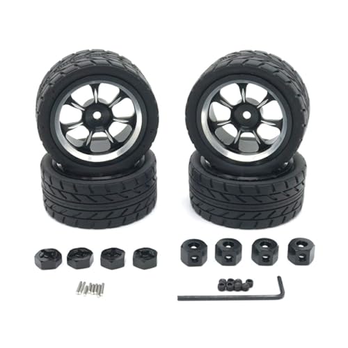 BEALIFE 4 stücke 1/12 Kunststoff Rad Felgen Reifen Für 12428 Crawler Langlebig RC Auto Zubehör Ersatz Teile RC Upgrade Teil RC Auto Teil, Schwarz von BEALIFE