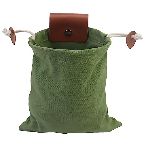 BEALIFE Foraging Pouch PU Fruit Drawstring Bag Coins Container Outdoor Camping Wandern Geschenke Taillengürtel Hose, Dunkelgrün von BEALIFE