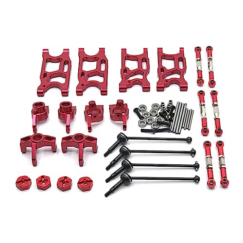 BEALIFE Metall Vorne Hinten Schwingarm Fernbedienung Crawler Steering Cup Kit Modifizierte Teile Ersatz für Wltoys 144001 144002, Rot von BEALIFE