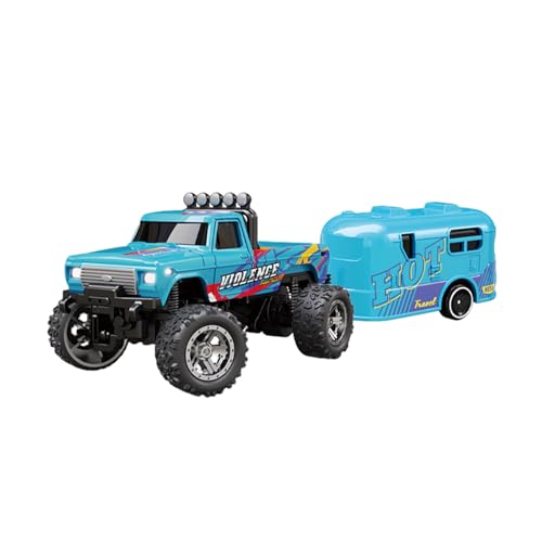 BEALIFE Mini RC Monster Truck mit Anhänger USB wiederaufladbar 4G Fernbedienung 24GHz RC Auto ABS Fernbedienung LKW und Anhänger, B von BEALIFE