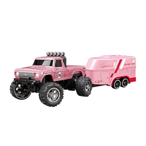 BEALIFE Mini RC Monster Truck mit Anhänger USB wiederaufladbar 4G Fernbedienung 24GHz RC Auto ABS Fernbedienung LKW und Anhänger, C von BEALIFE