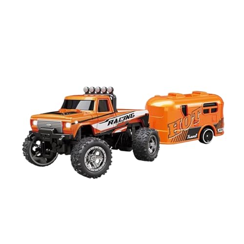 BEALIFE Mini RC Monster Truck mit Anhänger USB wiederaufladbar 4G Fernbedienung 24GHz RC Auto ABS Fernbedienung LKW und Anhänger, D von BEALIFE