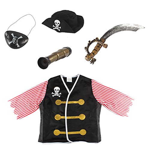 BEALIFE Piratenkostüm Cosplay Kleidung mit Hut Augenklappe Geburtstagsgeschenke Rollenspiel Dress Up Langlebig Kinderspielzeug Kinderspiele von BEALIFE