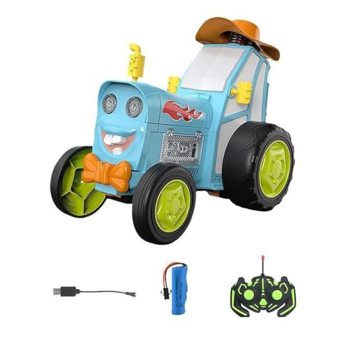 BEALIFE Tanzender Stunt Traktor Jump Fury Stunt Auto mit Lichtern und Musik Fernbedienung Jump Fury Traktor mit Lichtern und Musik ABS, Blau von BEALIFE