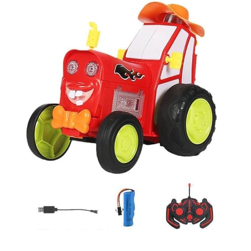 BEALIFE Tanzender Stunt Traktor Jump Fury Stunt Auto mit Lichtern und Musik Fernbedienung Jump Fury Traktor mit Lichtern und Musik ABS, Rot von BEALIFE