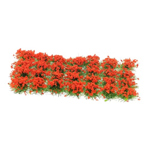 BEBEMOKO 1 Box Kunstrasen Cluster Statische Grasbüschel DIY Miniatur Gras Cluster Mini Büschel DIY Miniatur Ornamente Mini Bouquet Eisenbahn Modell Cluster Micro Orange Harz von BEBEMOKO