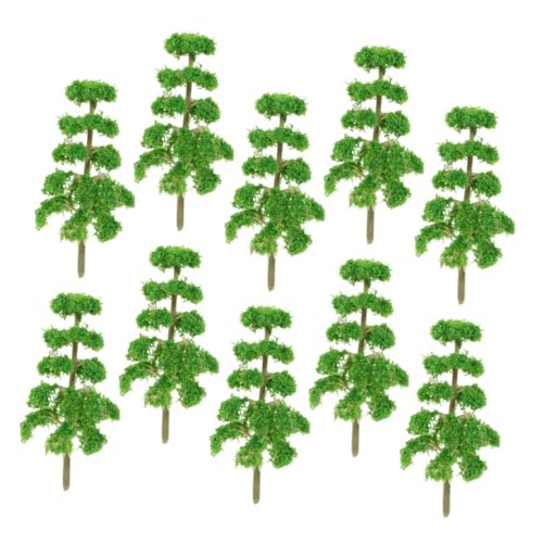 BEBEMOKO 10pcs Mini Modell Baum Zug Modell Miniatur Baum Gelände Modellbausatz Diorama Zubehör Feenbaum Architektur Modell Materialien Mini Miniaturmodell Kleine Bäume Grün Kunststoff von BEBEMOKO